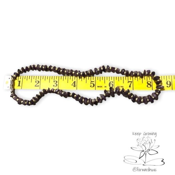 Vintage Hand Made Natural Polished Amethyst Gem Stones 16" Necklace - Picture 8 of 9